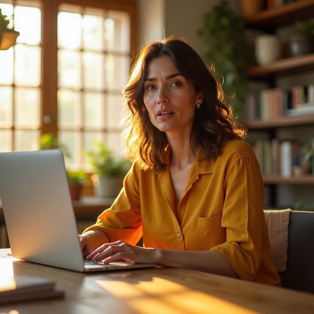 Teilnehmerin beim Online-Webinar über Konsumverhalten